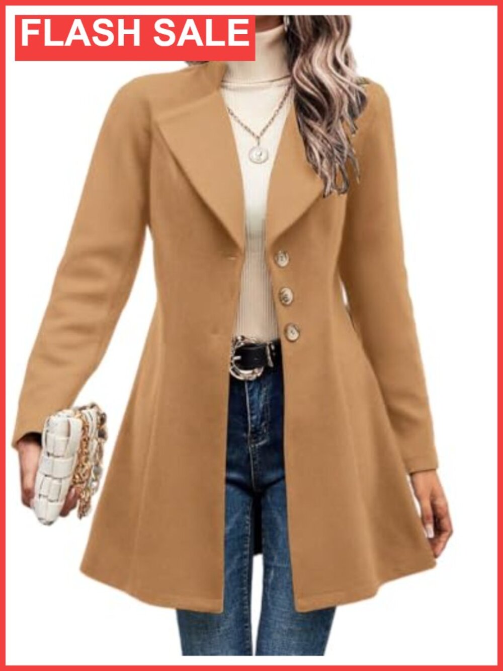 Wool Blend Long Trench Peacoat Notch Lapel Single Breasted Women Coat